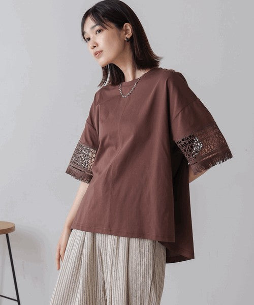 Lace Sleeve T-Shirt◇Lace Sleeve Detail