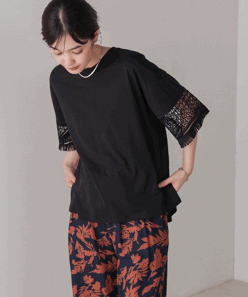 Lace Sleeve T-Shirt◇Lace Sleeve Detail