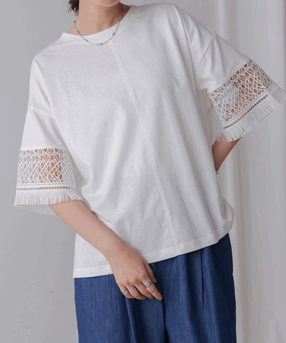 Lace Sleeve T-Shirt◇Lace Sleeve Detail