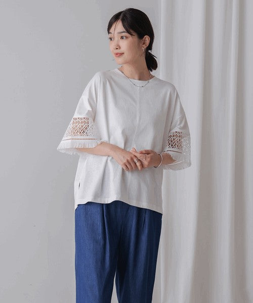 Lace Sleeve T-Shirt◇Lace Sleeve Detail