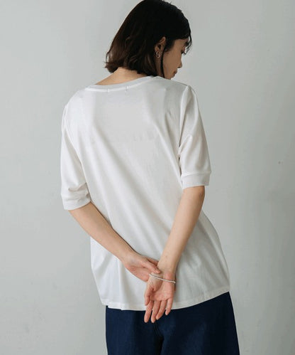 Foil Box Logo T-Shirt◇Design T-Shirt with Foil Logo Layered with Organza