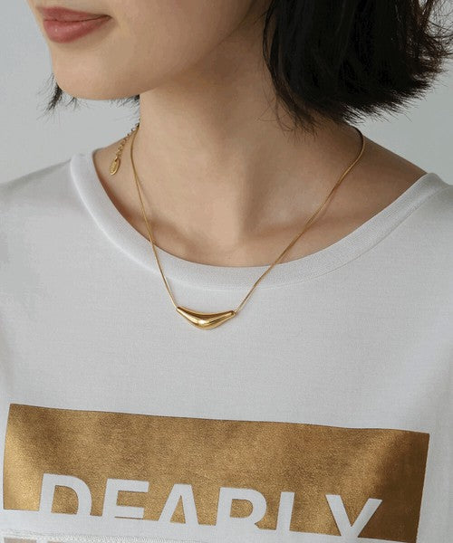 Foil Box Logo T-Shirt◇Design T-Shirt with Foil Logo Layered with Organza