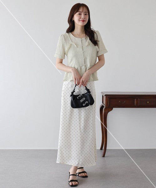 Button Shirt/Blouse Bustier-style Short-Sleeved Blouse Short Sleeve
