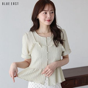 Button Shirt/Blouse Bustier-style Short-Sleeved Blouse Short Sleeve