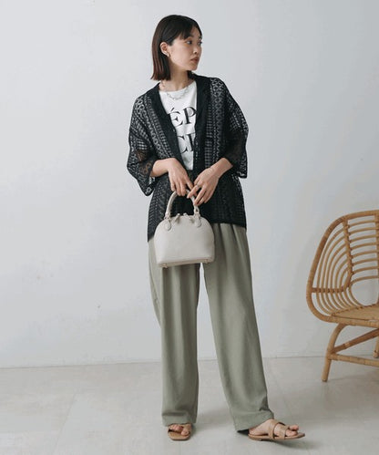 Geometric Lace Short Sleeve Shirt◇Sheer Lace Shirt with a Relaxed Silhouette