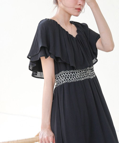 Rayon Crepe Smocking Dress◇Smooth Crepe Fabric in 100% Indian Cotton