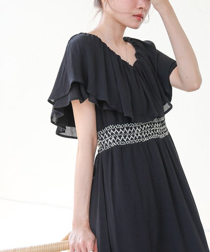 Rayon Crepe Smocking Dress◇Smooth Crepe Fabric in 100% Indian Cotton