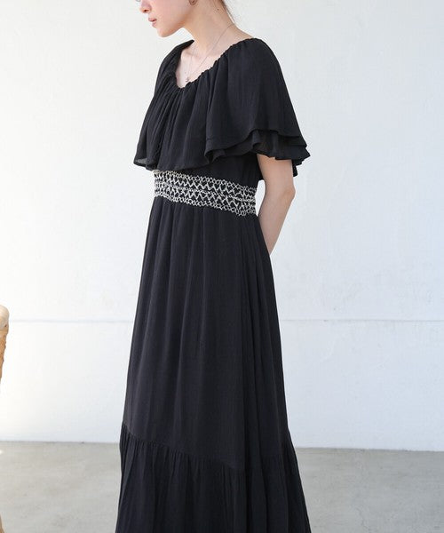 Rayon Crepe Smocking Dress◇Smooth Crepe Fabric in 100% Indian Cotton