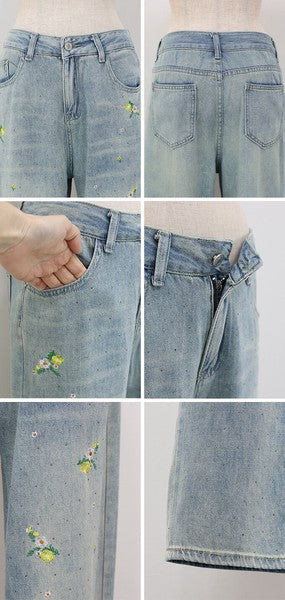 Denim Full-Length Pant Flower