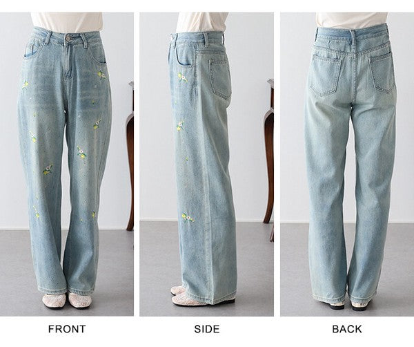 Denim Full-Length Pant Flower