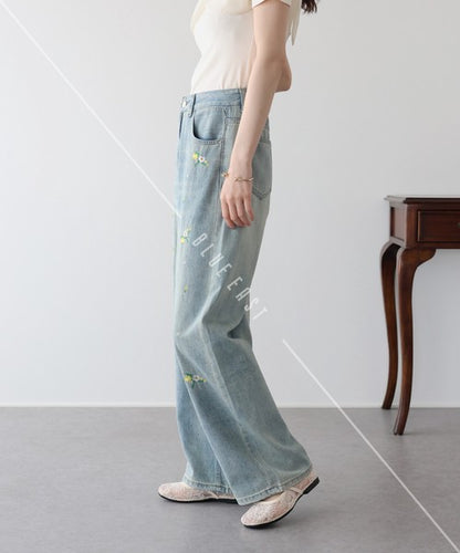 Denim Full-Length Pant Flower
