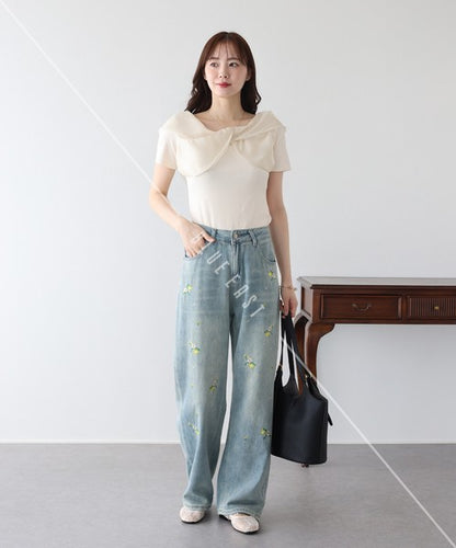 Denim Full-Length Pant Flower