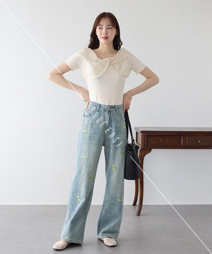 Denim Full-Length Pant Flower