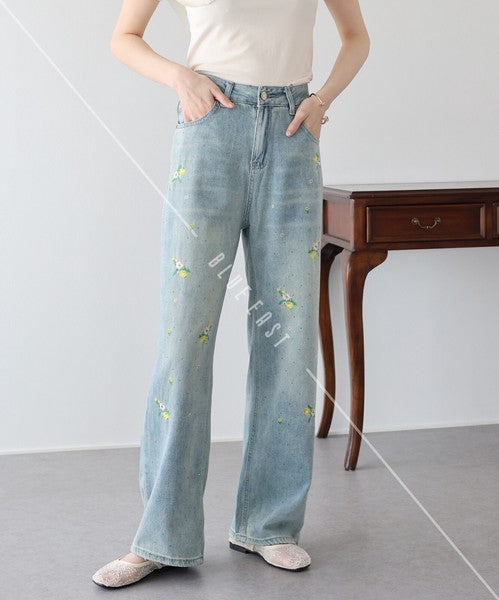 Denim Full-Length Pant Flower