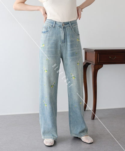 Denim Full-Length Pant Flower