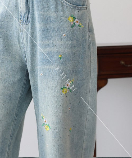 Denim Full-Length Pant Flower
