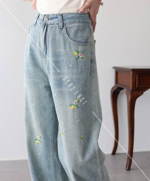 Denim Full-Length Pant Flower