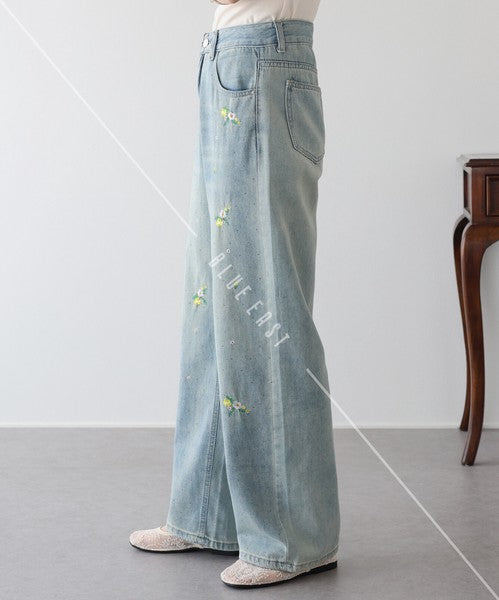 Denim Full-Length Pant Flower