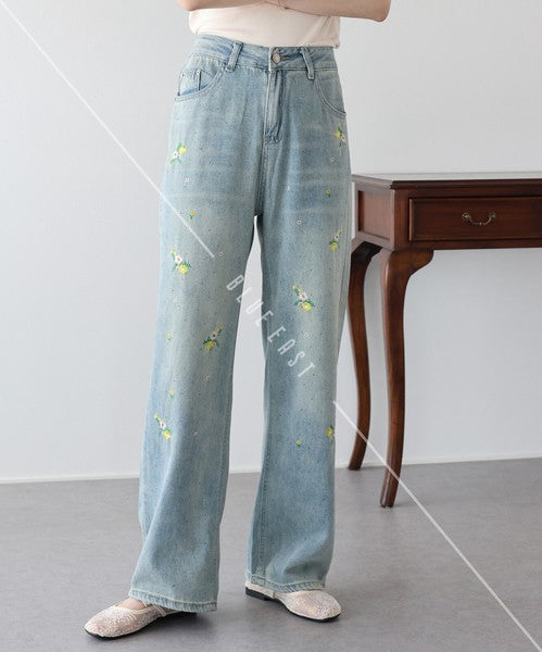Denim Full-Length Pant Flower