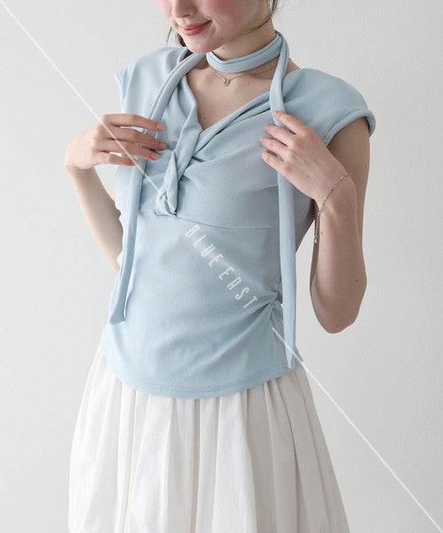 T-shirt Ladies fashion Sleeveless Cut-and-sew