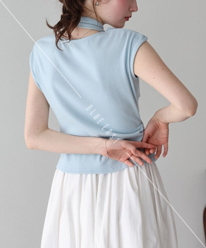 T-shirt Ladies fashion Sleeveless Cut-and-sew