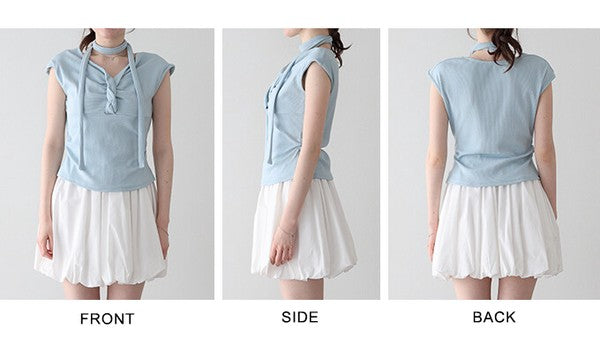 T-shirt Ladies fashion Sleeveless Cut-and-sew