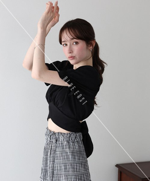 Button Shirt/Blouse Back Ribbon Off-The-Shoulder 2-way
