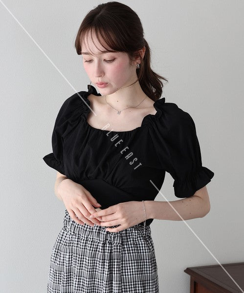 Button Shirt/Blouse Back Ribbon Off-The-Shoulder 2-way