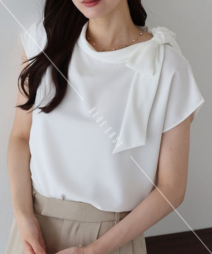 Button Shirt/Blouse Ladies fashion French Sleeve