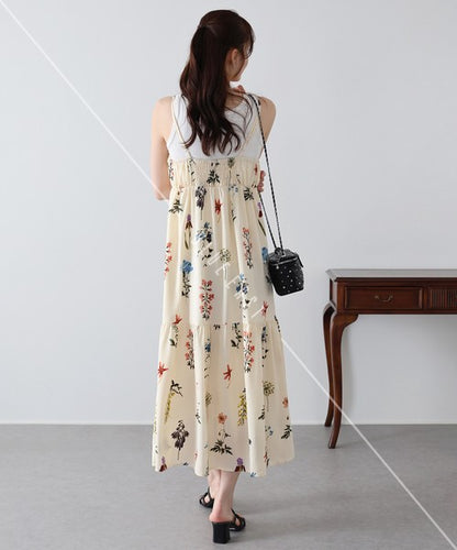 Casual Dress Flower Camisole Dress Printed Shirring