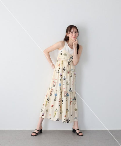 Casual Dress Flower Camisole Dress Printed Shirring