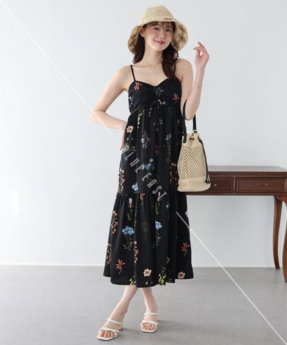Casual Dress Flower Camisole Dress Printed Shirring