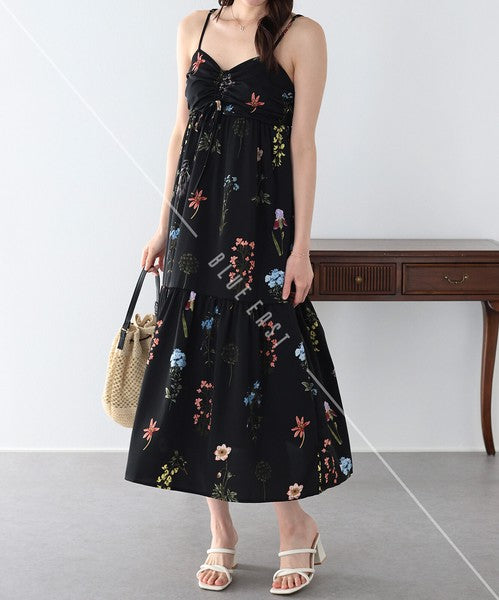 Casual Dress Flower Camisole Dress Printed Shirring