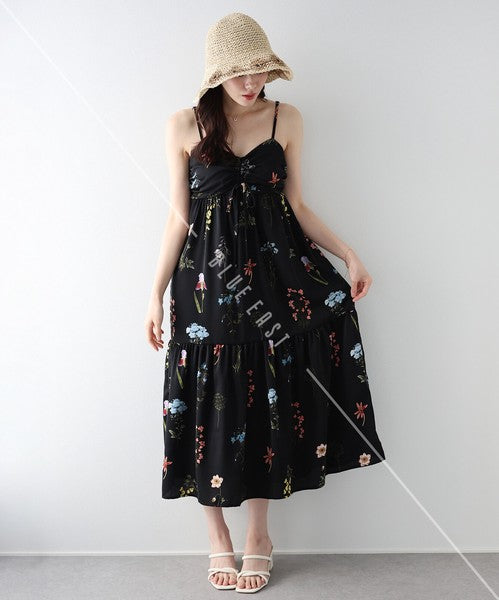 Casual Dress Flower Camisole Dress Printed Shirring