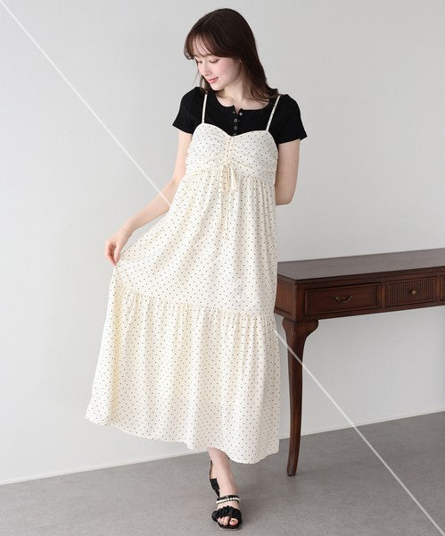 Casual Dress Flower Camisole Dress Printed Shirring