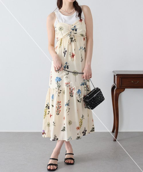 Casual Dress Flower Camisole Dress Printed Shirring