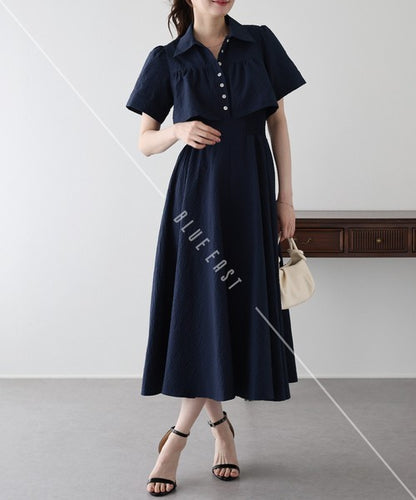 Casual Dress Shirt One-Piece Ladies fashion Waist Shirt Dress