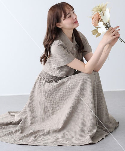 Casual Dress Shirt One-Piece Ladies fashion Waist Shirt Dress