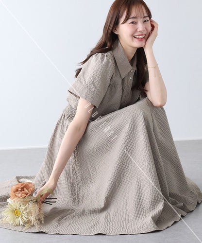 Casual Dress Shirt One-Piece Ladies fashion Waist Shirt Dress