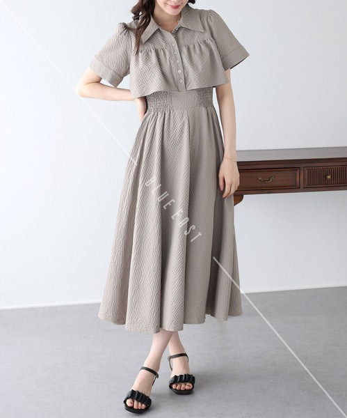 Casual Dress Shirt One-Piece Ladies fashion Waist Shirt Dress