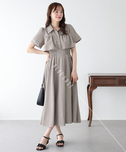 Casual Dress Shirt One-Piece Ladies fashion Waist Shirt Dress