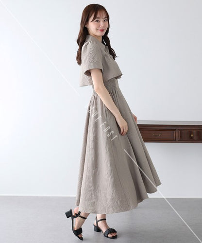 Casual Dress Shirt One-Piece Ladies fashion Waist Shirt Dress