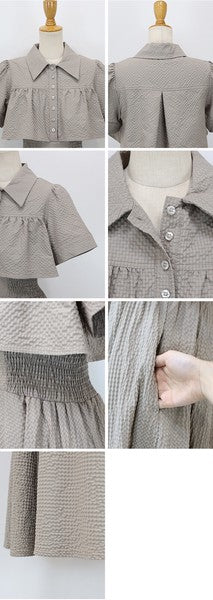 Casual Dress Shirt One-Piece Ladies fashion Waist Shirt Dress
