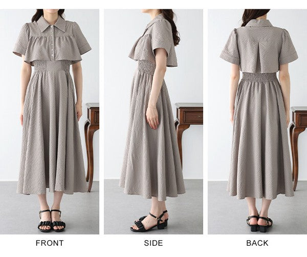 Casual Dress Shirt One-Piece Ladies fashion Waist Shirt Dress
