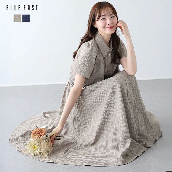 Casual Dress Shirt One-Piece Ladies fashion Waist Shirt Dress