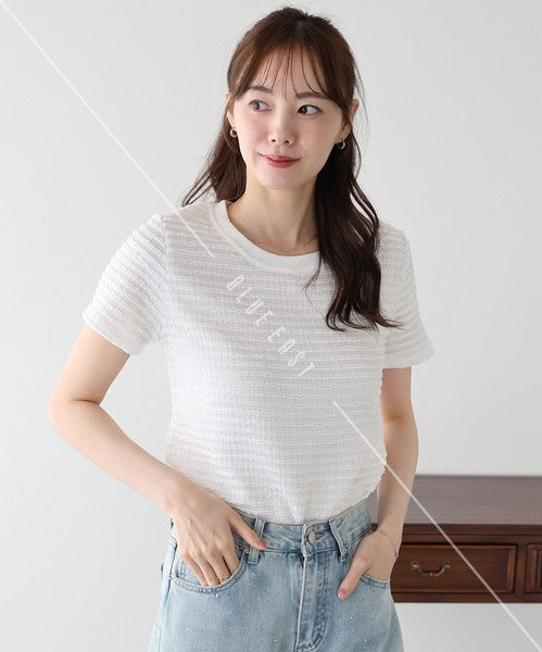 T-shirt Ladies fashion Jacquard Cut and Sew Cut-and-sew