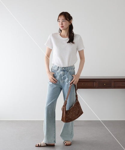 T-shirt Ladies fashion Jacquard Cut and Sew Cut-and-sew