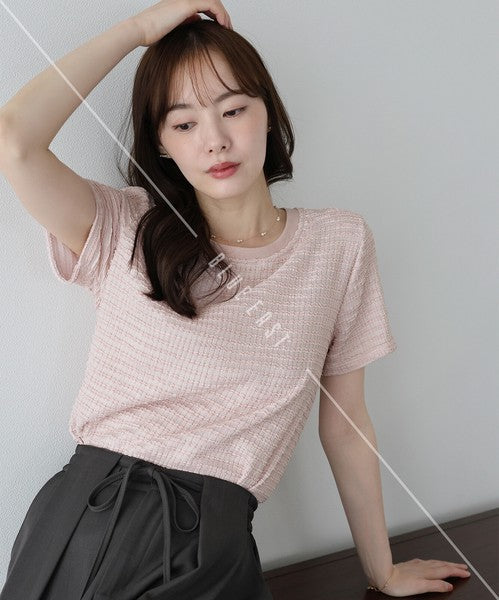 T-shirt Ladies fashion Jacquard Cut and Sew Cut-and-sew
