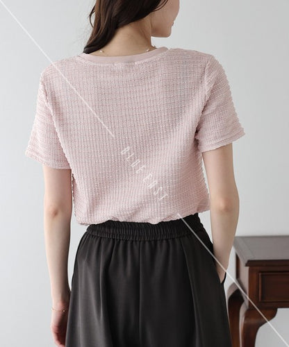 T-shirt Ladies fashion Jacquard Cut and Sew Cut-and-sew