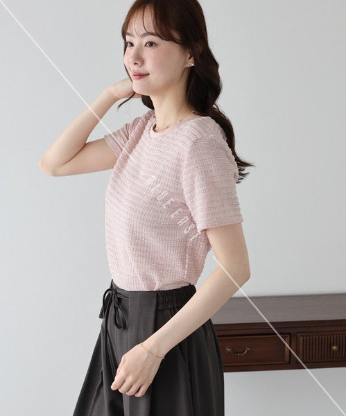 T-shirt Ladies fashion Jacquard Cut and Sew Cut-and-sew